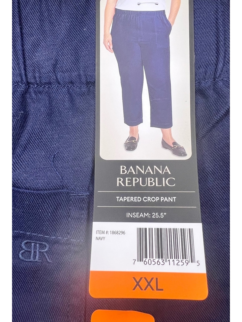 Banana Republic Tapered Crop Pant Women’s XXL Navy Elastic Waist Pull On NWT